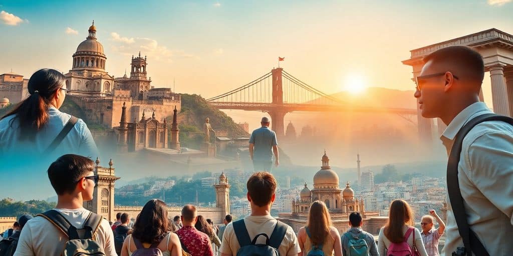 Menschen reisen und besuchen Sehenswürdigkeiten.