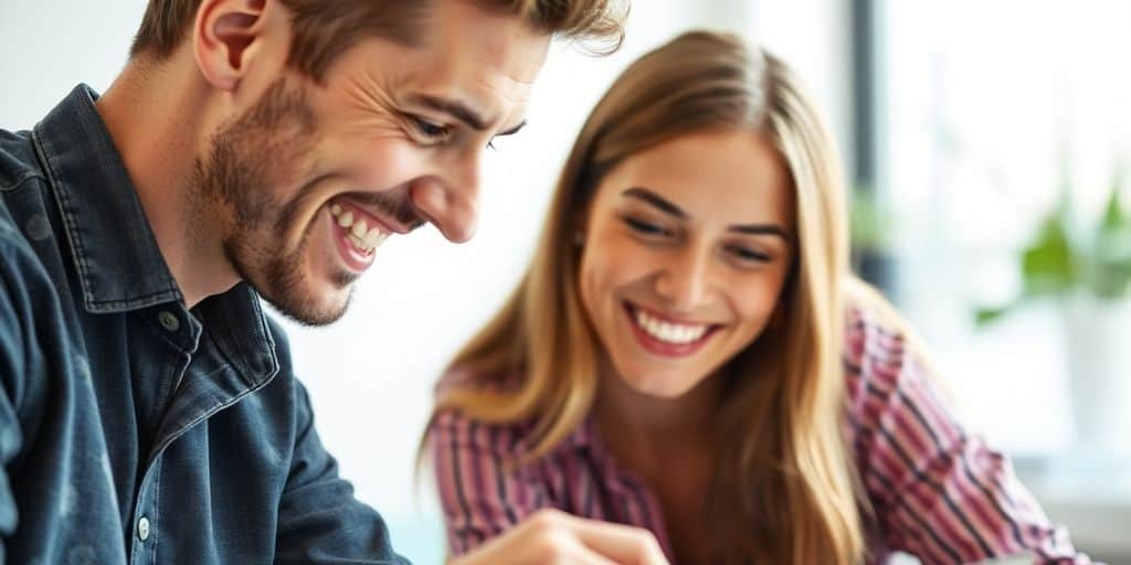 Zwei Personen lernen gemeinsam Deutsch.