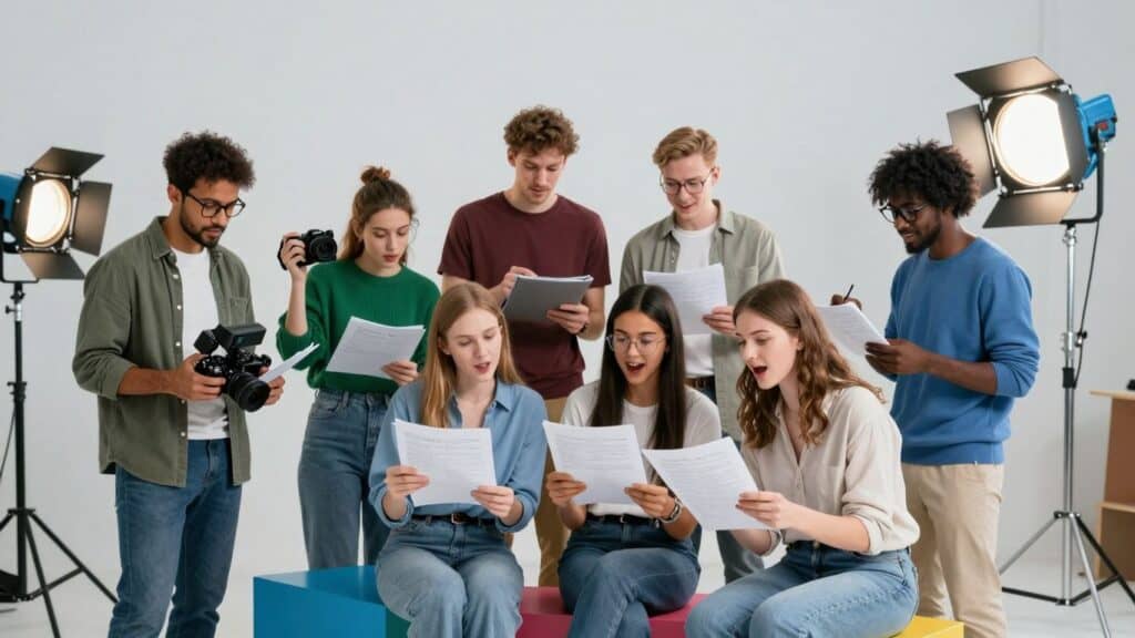 Junge Europäer drehen gemeinsam einen Film